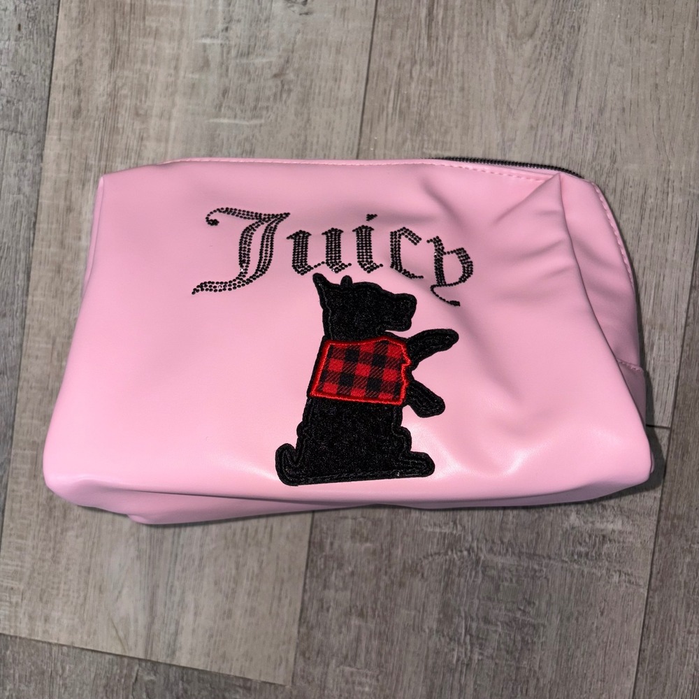 Juicy couture pink black‎ dog cosmetics bag make up purse new no tag